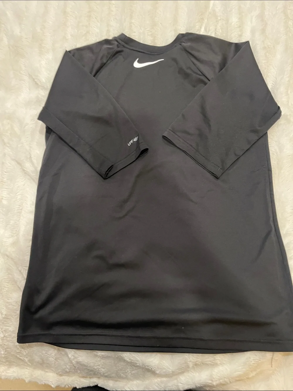 Nike Black Short-Sleeve Swim Rash Guard with Multicolor Logo